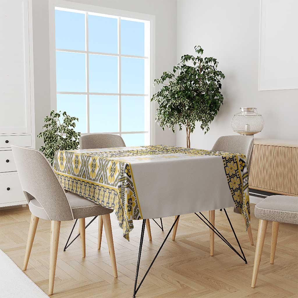 Ukraine Tablecloth Traditional Braided Rope Belt Yellow Folk Pattern