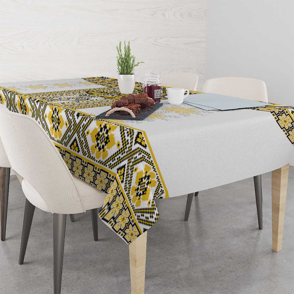 Ukraine Tablecloth Traditional Braided Rope Belt Yellow Folk Pattern