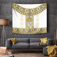 Ukraine Tapestry Traditional Braided Rope Belt Yellow Folk Pattern