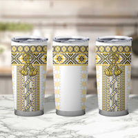 Ukraine Tumbler Cup Traditional Braided Rope Belt Yellow Folk Pattern