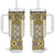 Ukraine Tumbler With Handle Traditional Braided Rope Belt Yellow Folk Pattern
