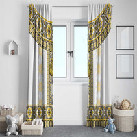 Ukraine Window Curtain Traditional Braided Rope Belt Yellow Folk Pattern