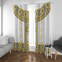 Ukraine Window Curtain Traditional Braided Rope Belt Yellow Folk Pattern