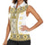 Ukraine Women Sleeveless Polo Shirt Traditional Braided Rope Belt Yellow Folk Pattern
