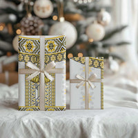 Ukraine Wrapping Paper Traditional Braided Rope Belt Yellow Folk Pattern - Wonder Print Shop