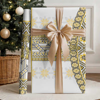Ukraine Wrapping Paper Traditional Braided Rope Belt Yellow Folk Pattern - Wonder Print Shop