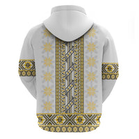 Ukraine Zip Hoodie Traditional Braided Rope Belt Yellow Folk Pattern