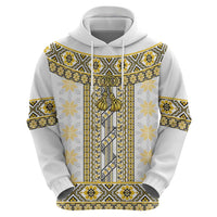 Ukraine Zip Hoodie Traditional Braided Rope Belt Yellow Folk Pattern