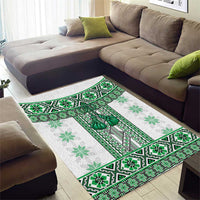 Ukraine Area Rug Traditional Braided Rope Belt Green Folk Pattern