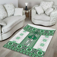 Ukraine Area Rug Traditional Braided Rope Belt Green Folk Pattern