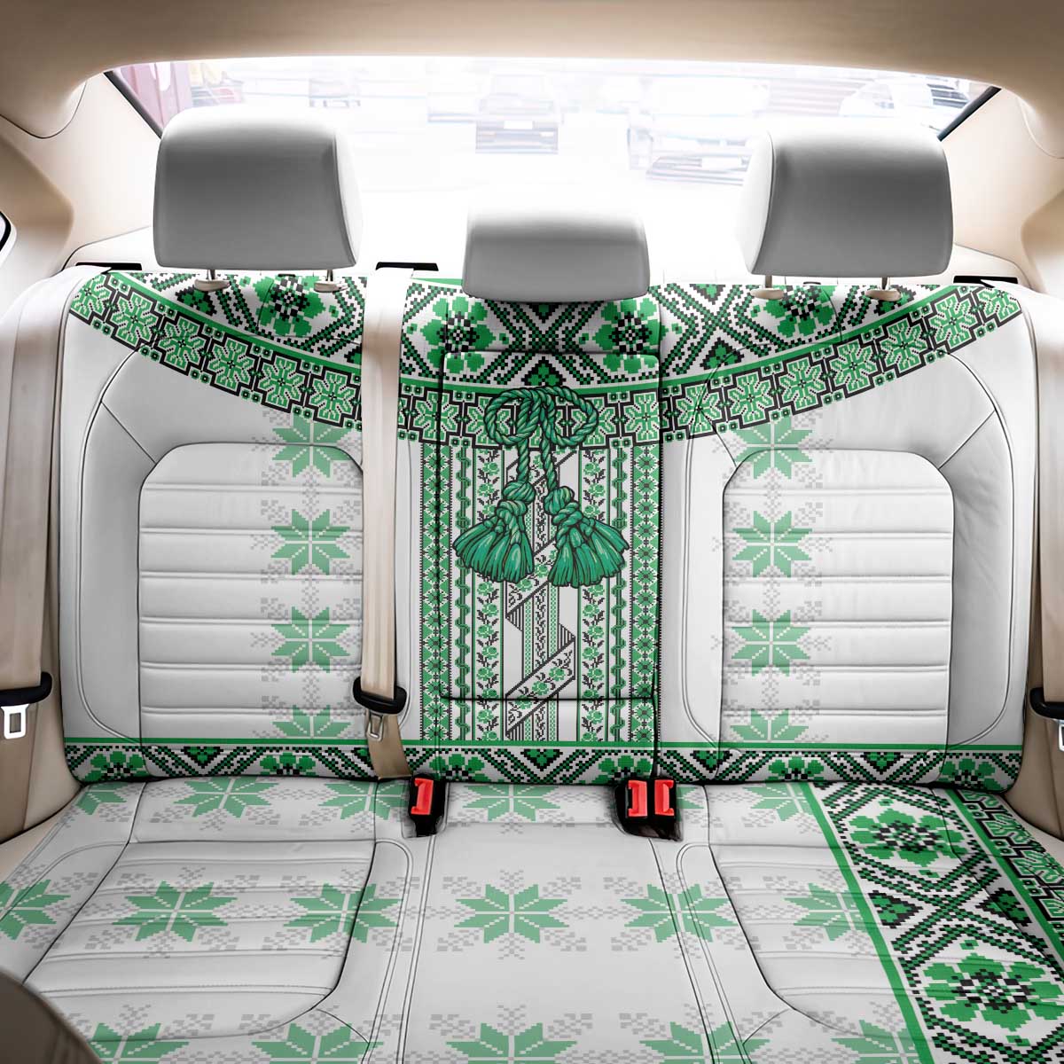 Ukraine Back Car Seat Cover Traditional Braided Rope Belt Green Folk Pattern