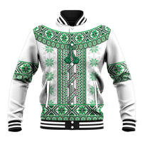 Ukraine Baseball Jacket Traditional Braided Rope Belt Green Folk Pattern