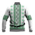 Ukraine Baseball Jacket Traditional Braided Rope Belt Green Folk Pattern