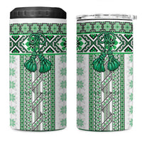 Ukraine 4 in 1 Can Cooler Tumbler Traditional Braided Rope Belt Green Folk Pattern