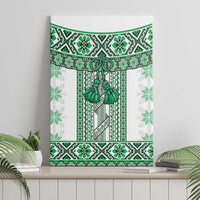 Ukraine Canvas Wall Art Traditional Braided Rope Belt Green Folk Pattern