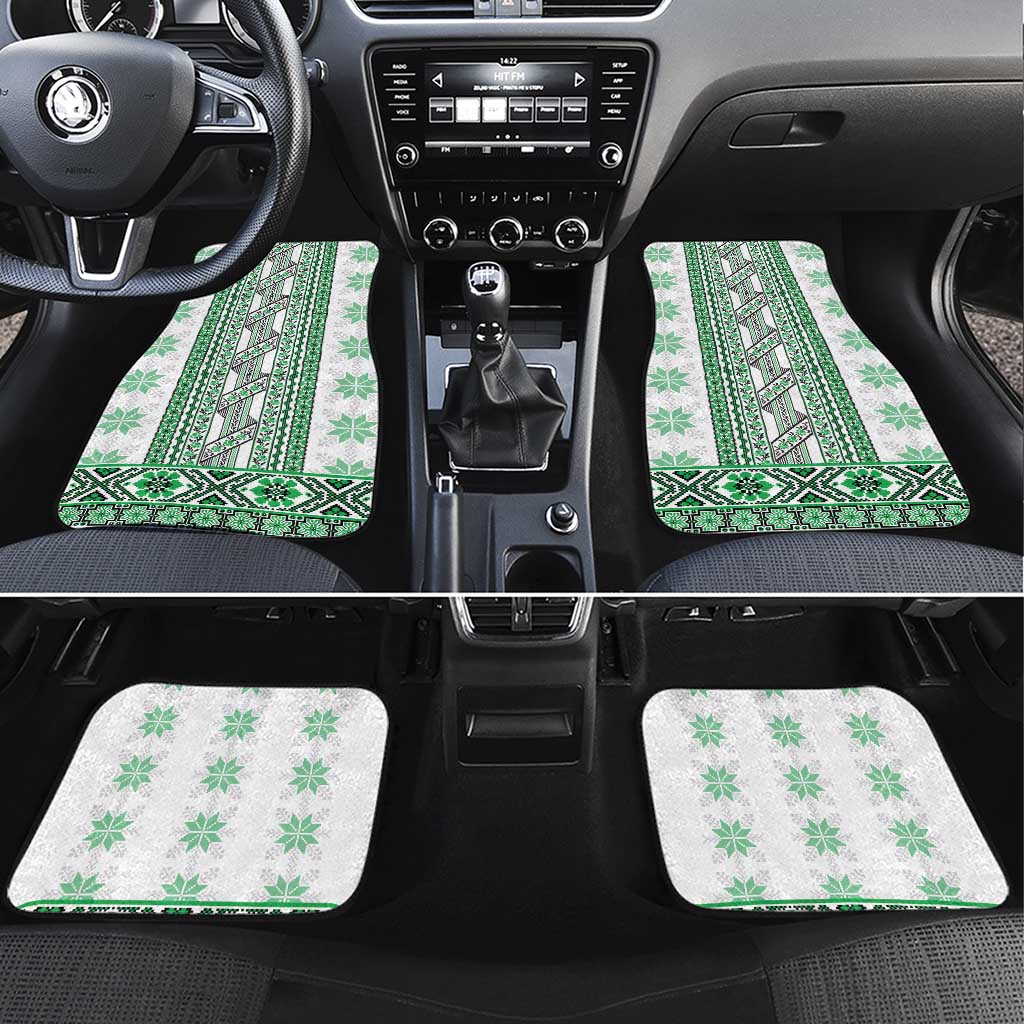 Ukraine Car Mats Traditional Braided Rope Belt Green Folk Pattern