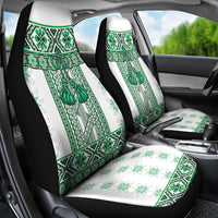 Ukraine Car Seat Cover Traditional Braided Rope Belt Green Folk Pattern