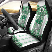 Ukraine Car Seat Cover Traditional Braided Rope Belt Green Folk Pattern