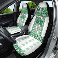 Ukraine Car Seat Cover Traditional Braided Rope Belt Green Folk Pattern