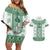 Ukraine Couples Matching Off Shoulder Short Dress and Hawaiian Shirt Traditional Braided Rope Belt Green Folk Pattern