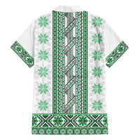 Ukraine Family Matching Long Sleeve Bodycon Dress and Hawaiian Shirt Traditional Braided Rope Belt Green Folk Pattern