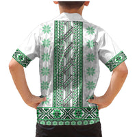 Ukraine Family Matching Mermaid Dress and Hawaiian Shirt Traditional Braided Rope Belt Green Folk Pattern