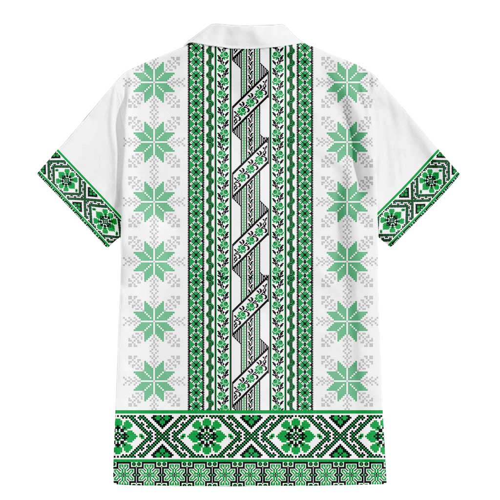 Ukraine Family Matching Mermaid Dress and Hawaiian Shirt Traditional Braided Rope Belt Green Folk Pattern