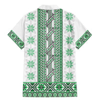Ukraine Family Matching Mermaid Dress and Hawaiian Shirt Traditional Braided Rope Belt Green Folk Pattern