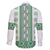 Ukraine Family Matching Off The Shoulder Long Sleeve Dress and Hawaiian Shirt Traditional Braided Rope Belt Green Folk Pattern