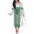 Ukraine Family Matching Off The Shoulder Long Sleeve Dress and Hawaiian Shirt Traditional Braided Rope Belt Green Folk Pattern