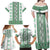 Ukraine Family Matching Off Shoulder Maxi Dress and Hawaiian Shirt Traditional Braided Rope Belt Green Folk Pattern