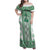 Ukraine Family Matching Off Shoulder Maxi Dress and Hawaiian Shirt Traditional Braided Rope Belt Green Folk Pattern