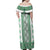 Ukraine Family Matching Off Shoulder Maxi Dress and Hawaiian Shirt Traditional Braided Rope Belt Green Folk Pattern