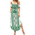 Ukraine Family Matching Summer Maxi Dress and Hawaiian Shirt Traditional Braided Rope Belt Green Folk Pattern