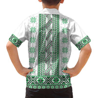 Ukraine Family Matching Tank Maxi Dress and Hawaiian Shirt Traditional Braided Rope Belt Green Folk Pattern