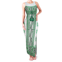 Ukraine Family Matching Tank Maxi Dress and Hawaiian Shirt Traditional Braided Rope Belt Green Folk Pattern