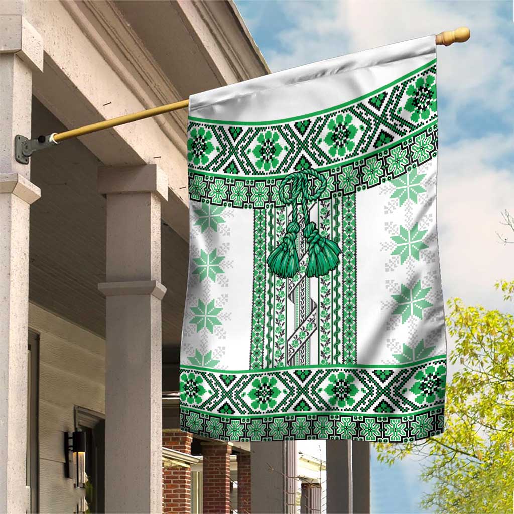 Ukraine Garden Flag Traditional Braided Rope Belt Green Folk Pattern