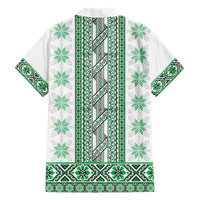 Ukraine Hawaiian Shirt Traditional Braided Rope Belt Green Folk Pattern
