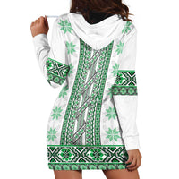 Ukraine Hoodie Dress Traditional Braided Rope Belt Green Folk Pattern