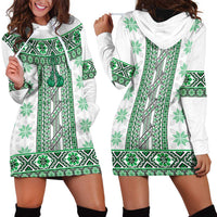 Ukraine Hoodie Dress Traditional Braided Rope Belt Green Folk Pattern