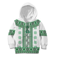 Ukraine Kid Hoodie Traditional Braided Rope Belt Green Folk Pattern