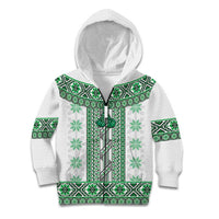 Ukraine Kid Hoodie Traditional Braided Rope Belt Green Folk Pattern