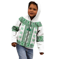 Ukraine Kid Hoodie Traditional Braided Rope Belt Green Folk Pattern