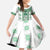Ukraine Kid Short Sleeve Dress Traditional Braided Rope Belt Green Folk Pattern