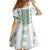 Ukraine Kid Short Sleeve Dress Traditional Braided Rope Belt Green Folk Pattern
