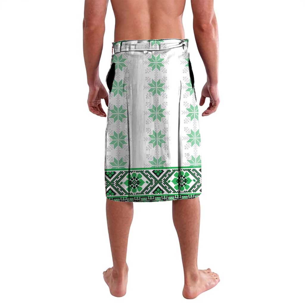 Ukraine Lavalava Traditional Braided Rope Belt Green Folk Pattern
