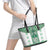 Ukraine Leather Tote Bag Traditional Braided Rope Belt Green Folk Pattern
