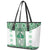 Ukraine Leather Tote Bag Traditional Braided Rope Belt Green Folk Pattern