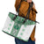 Ukraine Leather Tote Bag Traditional Braided Rope Belt Green Folk Pattern