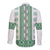 Ukraine Long Sleeve Button Shirt Traditional Braided Rope Belt Green Folk Pattern